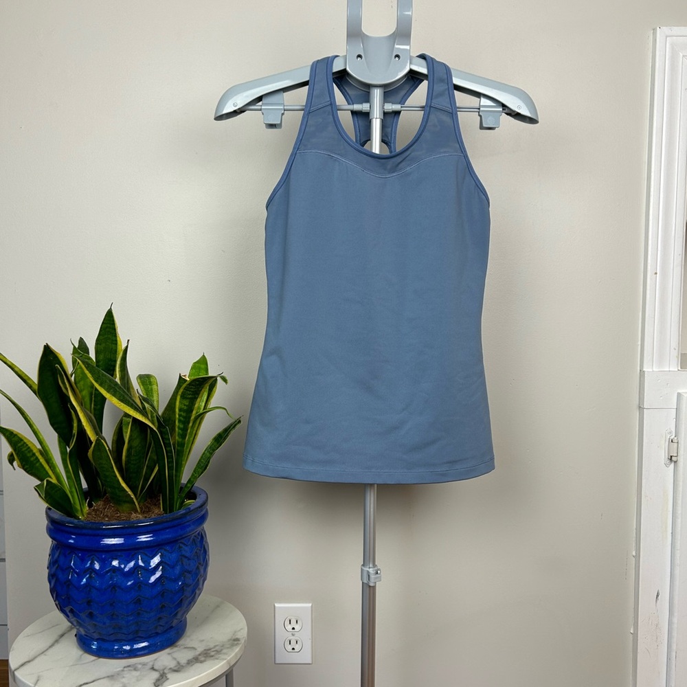 ATHLETA Gray Blue Equator Workout Yoga Tank Top